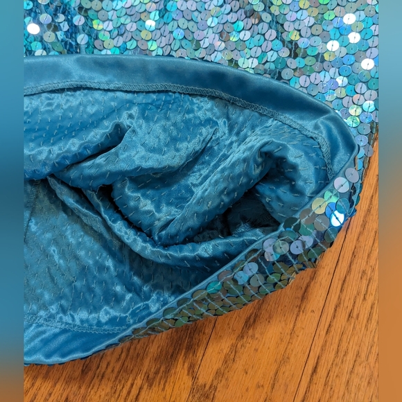 Niteline Vintage Blue Sequin Evening Cocktail Clubbing Mini Dress sz 10 - Picture 3 of 12